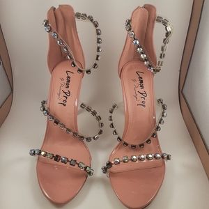 Pink rhinestone  strappy heels